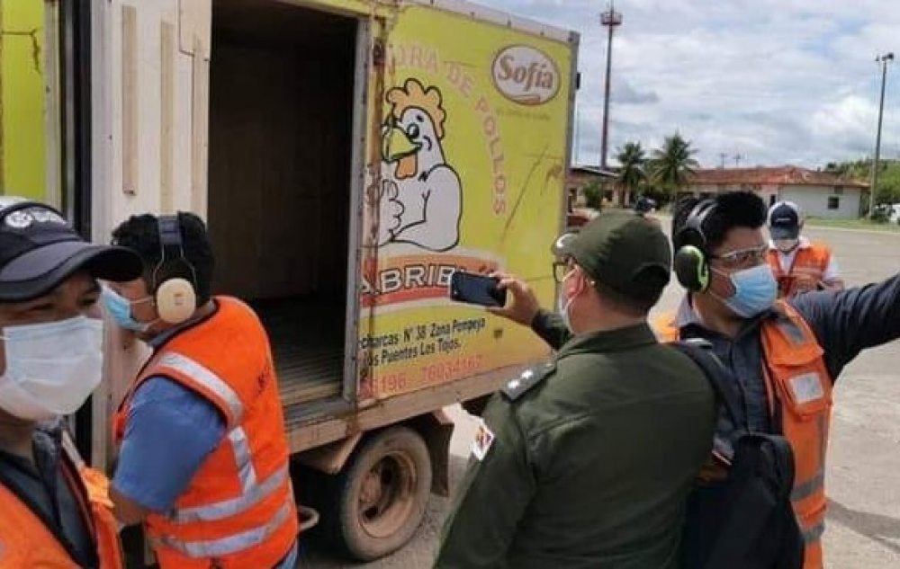 En Beni trasladan vacunas en camión frigorífico de pollos