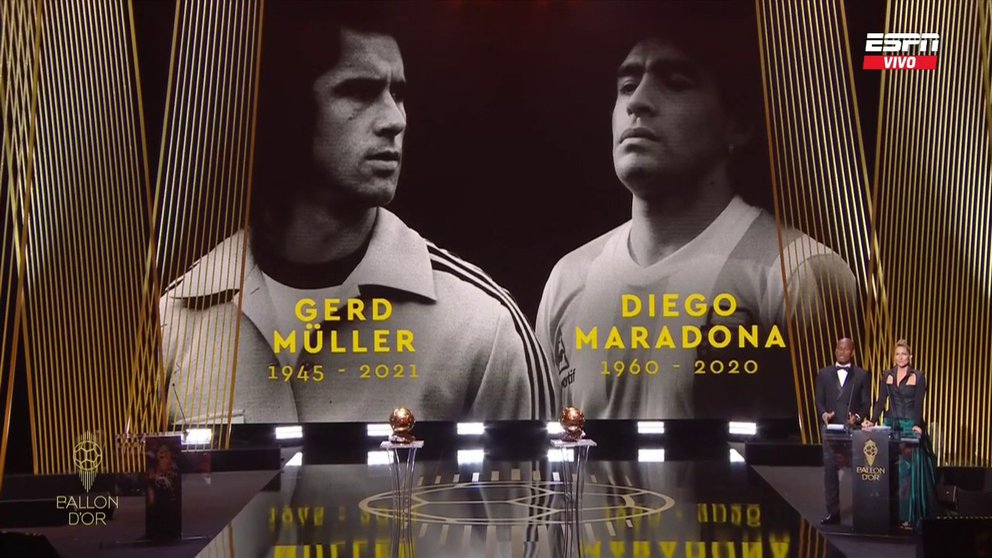 El homenaje a Diego Maradona en la gala del Balón de Oro y el sentido recuerdo de Lionel Messi