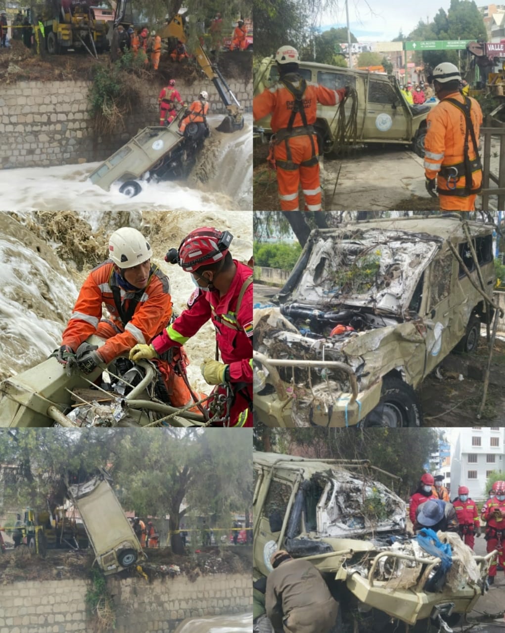 Vehículo cae al río Choqueyapu a consecuencia de falla mecánica